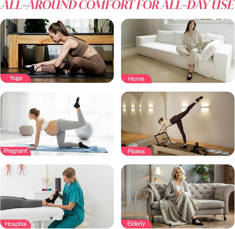 CoolMate Store Pilates Socks with Grips for Women, Yoga Socks, Crew Non Slip Women for Barre, Pilates Gifts - Image 4